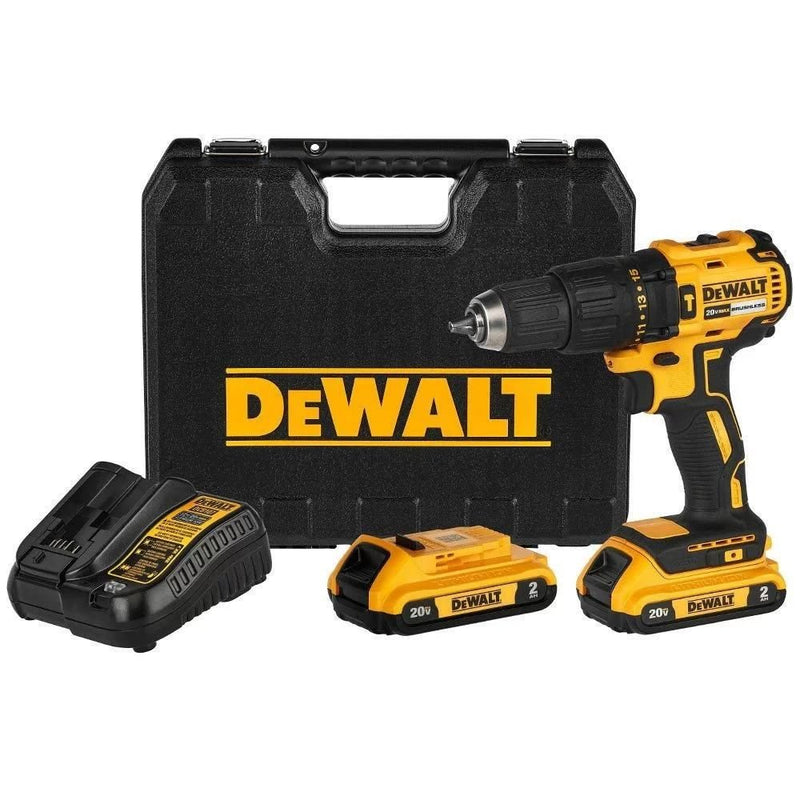 Perceuse-visseuse à percussion sans balais 1/2" avec 2 batteries Li-ion 20 V, chargeur double tension et mallette de transport + jeu de tournevis 37 pièces